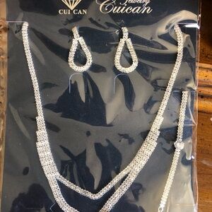 Silver Necklace and Earring Set